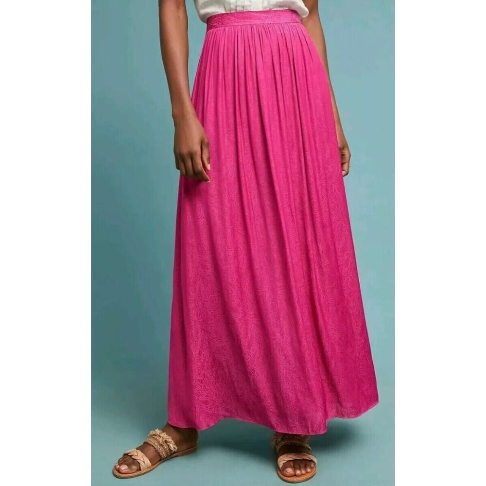 NWT Anthropologie Akemi + Kin Paros in Raspberry Pink Paisley Maxi Skirt 4 $118